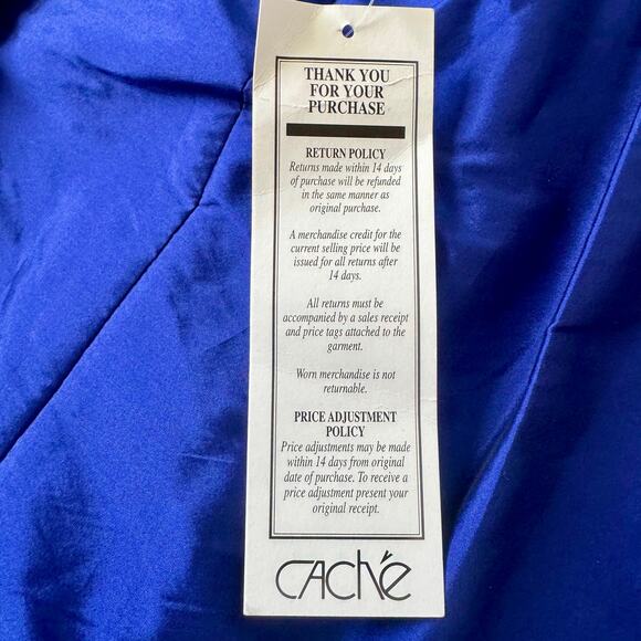 Cache Royal Blue Satin Strapless Empire Waist Formal Mini Dress Sz 2 Cocktail - Picture 7 of 10